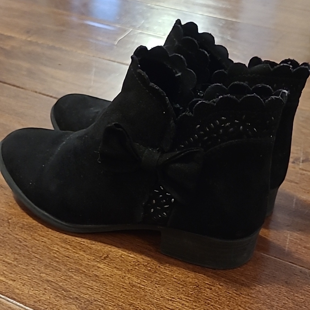Black girls Ankle Boots with Bow Detail
